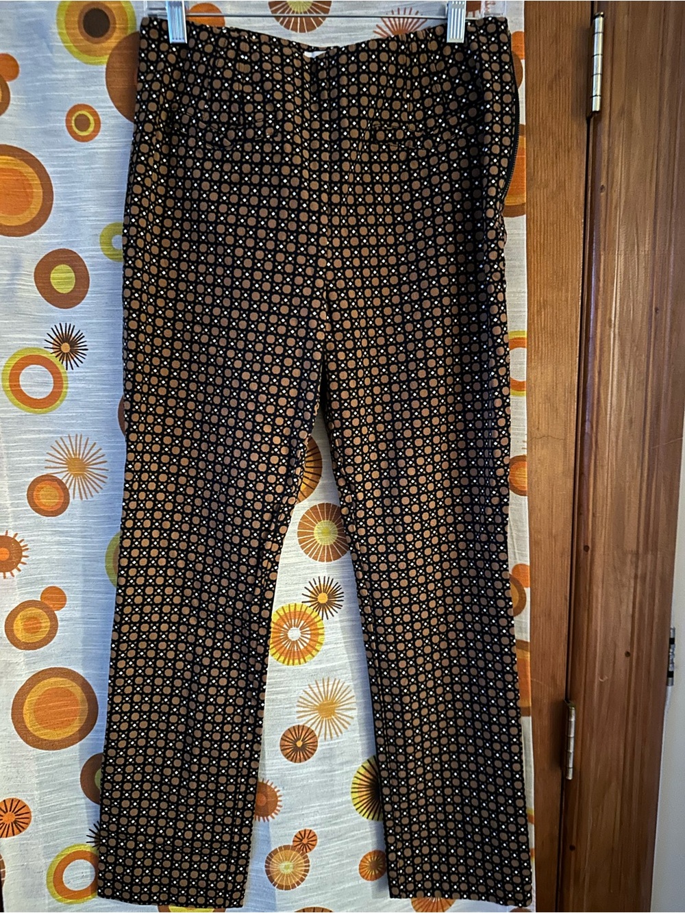Anthropologie Brown and Black Geometric Straight-Leg Pants